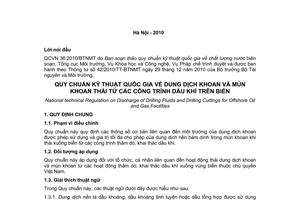 Quy chuẩn kỹ thuật Quốc gia QCVN 36:2010/BTNMT về dung dịch khoan và mùn khoan thải từ các công trình dầu khí trên biển do Bộ trưởng Bộ Tài nguyên và Môi trường ban hành