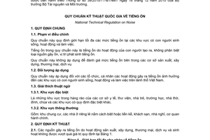 Quy chuẩn kỹ thuật Quốc gia QCVN 26:2010/BTNMT về tiếng ồn do Bộ trưởng Bộ Tài nguyên và Môi trường ban hành