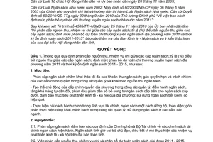 Nghị quyết 35/2010/NQ-HĐND phân cấp thu chi điều tiết dự toán ngân sách 2011-2015 Quảng Ninh