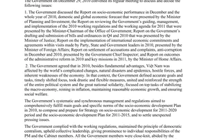 Resolution No. 01/NQ-CP the Government’s regular meeting -December 2010