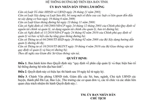 Quyết định 01/2011/QĐ-UBND phân cấp quản lý và thực hiện bảo trì đường bộ