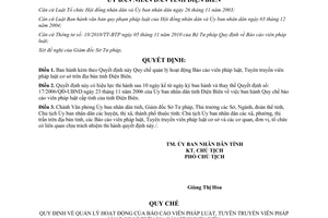 Quyết định 01/2011/QĐ-UBND Quy chế quản lý hoạt động Báo cáo viên pháp luật Tuyên truyền viên Điện Biên