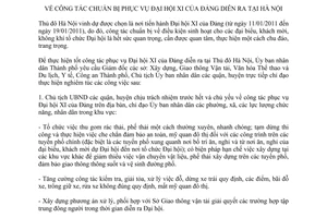 Chỉ thị 01/CT-UBND công tác chuẩn bị phục vụ Đại hội XI