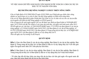 Quyết định 11/QĐ-BNN-KH giao chỉ tiêu giải ngân vốn ngoài nước