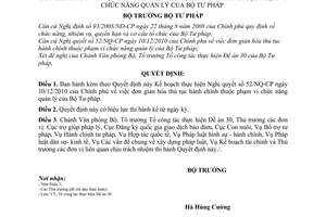 Quyết định 06/QĐ-BTP Kế hoạch thực hiện Nghị quyết 52/NQ-CP