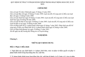 Nghị định 02/2011/NĐ-CP xử phạt vi phạm hành chính trong hoạt động báo chí