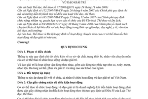 Thông tư 01/2011/TT-BVHTTDL  điều kiện hoạt động cơ sở thể thao