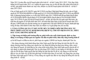 Chỉ thị 01/2011/CT-UBND chỉ đạo điều hành thực hiện kế hoạch phát triển kinh tế