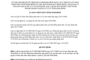 Quyết định 12/QĐ-UBND 2011 bãi bỏ 32/2009/QĐ-UBND phân cấp quản lý tài sản nhà nước Ninh Bình