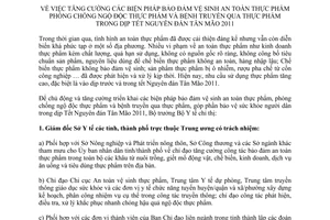 Chỉ thị 01/CT-BYT tăng cường biện pháp bảo đảm vệ sinh an toàn thực phẩm