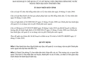 Quyết định 01/2011/QĐ-UBND quản lý sử dụng viện trợ phi Chính phủ nước ngoài Bến Tre