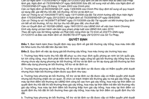 Quyết định 01/2011/QĐ-UBND giá bồi thường cây trồng, hoa màu