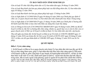 Quyết định 01/2011/QĐ-UBND nhiệm vụ quyền hạn cơ cấu tổ chức của sở Ninh Thuận