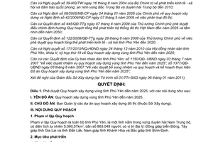 Quyết định 52/QĐ-UBND 2011 quy hoạch xây dựng vùng Phú Yên đến 2025