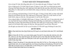 Quyết định 63/QĐ-UBND Kế hoạch cải cách hành chính 2011 Khánh Hòa