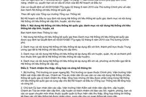 Thông tư 02/2011/TT-BKHĐT nội dung Hệ thống chỉ tiêu thống kê quốc gia