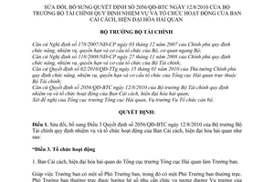 Quyết định 30/QĐ-BTC sửa đổi Quyết định 2056/QĐ-BTC