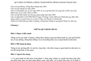 Thông tư 05/2011/TT-TTCP phòng, chống tham nhũng trong ngành thanh tra