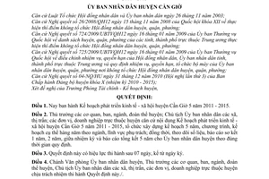 Quyết định 01/2011/QĐ-UBND Kế hoạch phát triển kinh tế xã hội huyện Cần Giờ