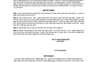 Quyết định 03/2011/QĐ-UBND Kế hoạch chỉ đạo, điều hành phát triển kinh tế