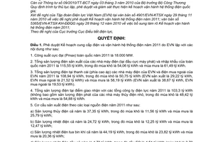 Quyết định 0152/QĐ-BCT phê duyệt Kế hoạch cung cấp điện và vận hành