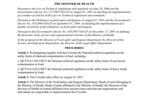 Circular No. 02/2011/TT-BYT promulgating the national technical regulation