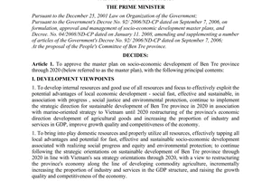 Decision No. 83/QD-TTg approving the master plan on socio-economic development
