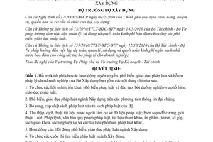 Quyết định 41/QĐ-BXD năm 2011 mức kinh phí hỗ trợ công tác tuyên truyền phổ biến