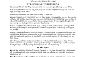 Quyết định 06/2011/QĐ-UBND Quy định phân cấp nguồn thu - nhiệm vụ chi Kiên Giang