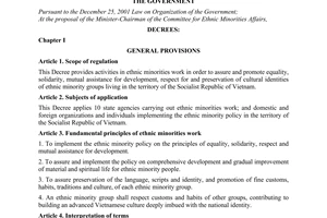Decree No. 05/2011/ND-CP on ethnic minorities work