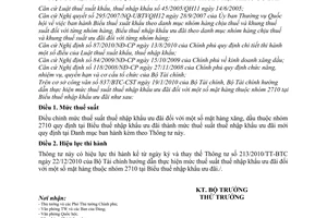 Thông tư 07/2011/TT-BTC hướng dẫn mức thuế suất thuế nhập khẩu ưu đãi