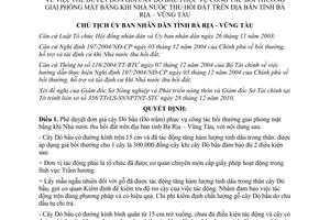 Quyết định 153/QĐ-UBND năm 2011 phê duyệt giá cây Dó bồi thường giải phóng thu hồi đất Bà Rịa