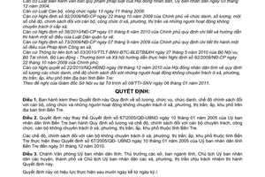 Quyết định 02/2011/QĐ-UBND số lượng, chức vụ, chức danh, chế độ chính sách