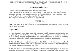 Quyết định 119/QĐ-TTg  phê duyệt Đề án Phát triển thông tin, truyền thông