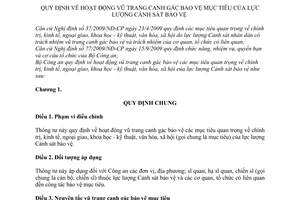 Thông tư 01/2011/TT-BCA  hoạt động vũ trang canh gác bảo vệ mục tiêu