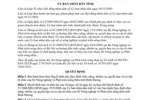 Quyết định 02/2011/QĐ-UBND chức năng nhiệm vụquyền hạn sở Nông nghiệp Bình Dương