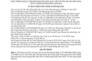 Quyết định 01/2011/QĐ-UBND Quy hoạch phát triển mạng lưới kinh doanh xăng dầu