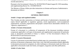 Circular 01/2011/TT-BNV instructions on formats and layouts of administrative documents