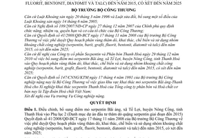 Quyết định 0321/QĐ-BCT  bổ sung Quy hoạch phân vùng thăm dò, khai thác