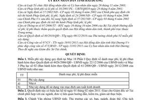 Quyết định 04/2011/QĐ-UBND miễn phí xây dựng trên địa bàn tỉnh Hải Dương