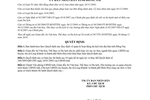 Quyết định 04/2011/QĐ-UBND quản lý hoạt động du lịch Đồng Nai