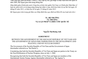Thông báo hiệu lực Hiệp định hợp tác phát triển và sử dụng năng lượng hạt nhân