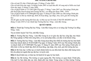 Quyết định 133/QĐ-TTg thành lập Trường Đại học Nông -Lâm Bắc Giang