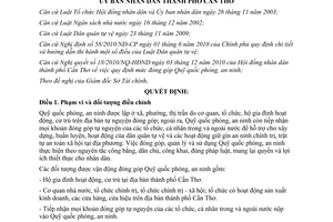 Quyết định 06/2011/QĐ-UBND thu quản lý sử dụng Quỹ quốc phòng an ninh Cần Thơ