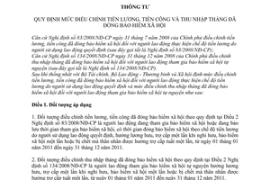 Thông tư 02/2011/TT-BLĐTBXH  mức điều chỉnh tiền lương, tiền công