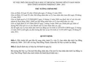 Quyết định 130/QĐ-TTg phê chuẩn kết quả bầu bổ sung thành viên Ủy ban