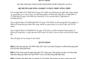 Quyết định 58/QĐ-BNN-TC năm 2011 giao dự toán ngân sách nhà nước năm 2011 Lần 1