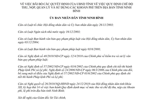 Quyết định 58/QĐ-UBND năm 2011 bãi bỏ chế độ thu nộp quản lý sử dụng phí Ninh Bình