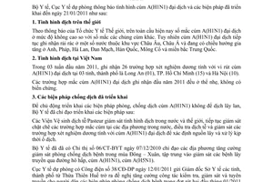 Thông báo 69/TB-DP tình hình cúm A(H1N1) đại dịch biện pháp phòng chống