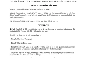 Quyết định 81/QĐ-UBND 2011 áp dụng thực hiện cơ chế một cửa tại Sở Tư pháp Bắc Ninh